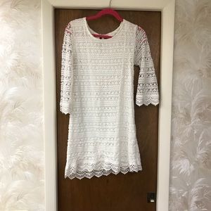 Long sleeve off white mid length dress